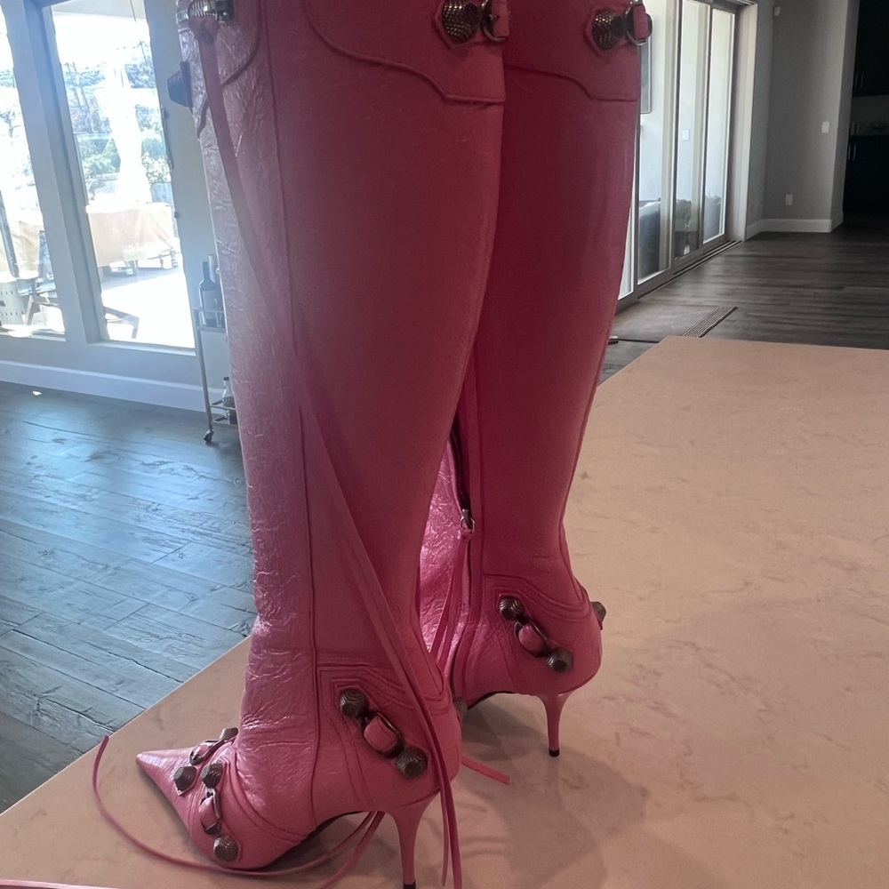 Balenciaga Cagole Pink Heeled Boots - Picture 2 of 6